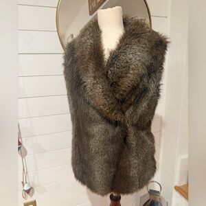 Savile Row Co. Faux Fur Vest in Brown